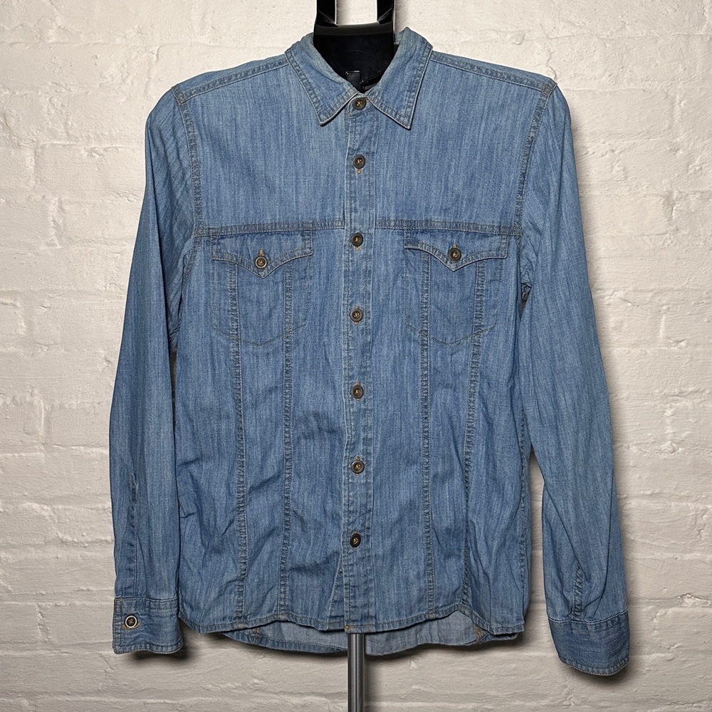 Topman Men’s Light Blue Washed Denim Shirt